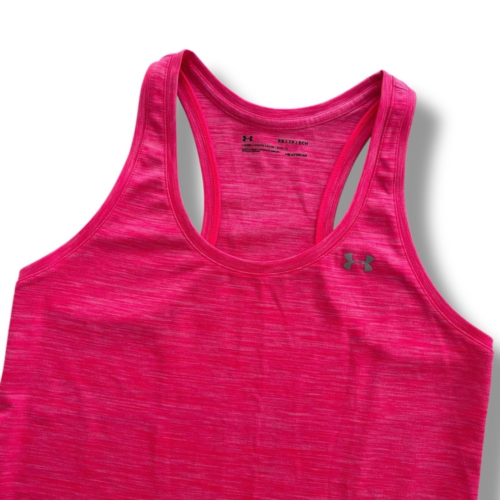 Under Armour Womens XS Neon Pink Heather Space Dye HeatGear Loose Racerback Tank